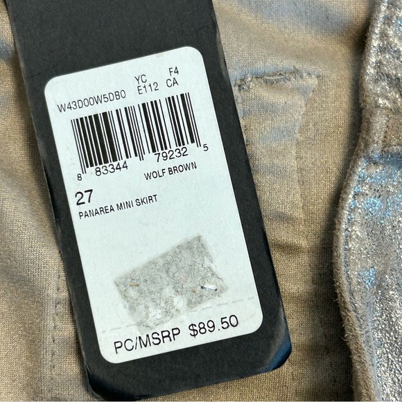 Guess Panarea metallic faux suede miniskirt in wolf brown Sz 27 NWT clubwear - Picture 6 of 15